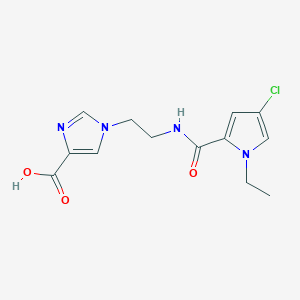 molecular formula C13H15ClN4O3 B6635167 1-[2-[(4-Chloro-1-ethylpyrrole-2-carbonyl)amino]ethyl]imidazole-4-carboxylic acid 