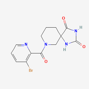 molecular formula C13H13BrN4O3 B6635236 9-(3-Bromopyridine-2-carbonyl)-1,3,9-triazaspiro[4.5]decane-2,4-dione 