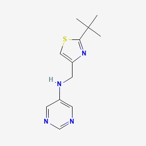 molecular formula C12H16N4S B6635334 N-[(2-tert-butyl-1,3-thiazol-4-yl)methyl]pyrimidin-5-amine 