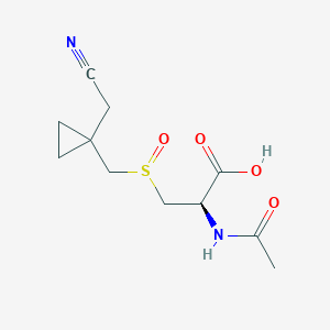 molecular formula C11H16N2O4S B6635403 (2R)-3-{[1-(cyanomethyl)cyclopropyl]methanesulfinyl}-2-acetamidopropanoic acid 
