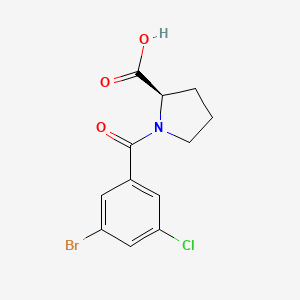 molecular formula C12H11BrClNO3 B6635494 (2R)-1-(3-bromo-5-chlorobenzoyl)pyrrolidine-2-carboxylic acid 