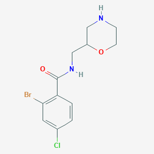 molecular formula C12H14BrClN2O2 B6635560 2-bromo-4-chloro-N-(morpholin-2-ylmethyl)benzamide 