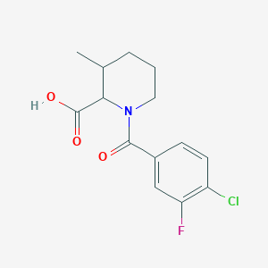 molecular formula C14H15ClFNO3 B6635564 1-(4-Chloro-3-fluorobenzoyl)-3-methylpiperidine-2-carboxylic acid 