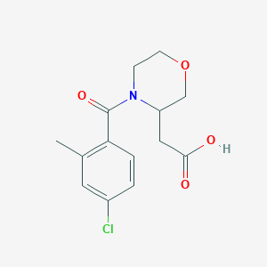 molecular formula C14H16ClNO4 B6635596 2-[4-(4-Chloro-2-methylbenzoyl)morpholin-3-yl]acetic acid 