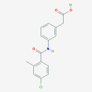 molecular formula C16H14ClNO3 B6635621 2-[3-[(4-Chloro-2-methylbenzoyl)amino]phenyl]acetic acid 