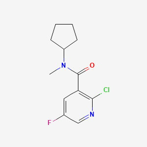 molecular formula C12H14ClFN2O B6635664 2-chloro-N-cyclopentyl-5-fluoro-N-methylpyridine-3-carboxamide 