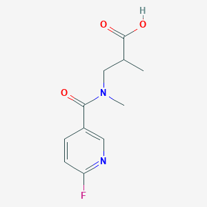 molecular formula C11H13FN2O3 B6635668 3-[(6-Fluoropyridine-3-carbonyl)-methylamino]-2-methylpropanoic acid 