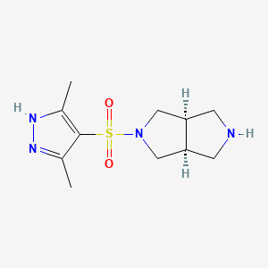 molecular formula C11H18N4O2S B6635743 (3aS,6aR)-5-[(3,5-dimethyl-1H-pyrazol-4-yl)sulfonyl]-2,3,3a,4,6,6a-hexahydro-1H-pyrrolo[3,4-c]pyrrole 