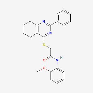 molecular formula C23H23N3O2S B6635868 N-(2-methoxyphenyl)-2-[(2-phenyl-5,6,7,8-tetrahydroquinazolin-4-yl)sulfanyl]acetamide 