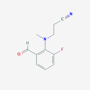 molecular formula C11H11FN2O B6635876 3-(2-fluoro-6-formyl-N-methylanilino)propanenitrile 