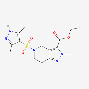 molecular formula C15H21N5O4S B6635939 ethyl 5-[(3,5-dimethyl-1H-pyrazol-4-yl)sulfonyl]-2-methyl-6,7-dihydro-4H-pyrazolo[4,3-c]pyridine-3-carboxylate 