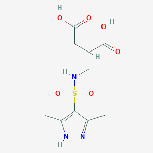 molecular formula C10H15N3O6S B6635984 2-[[(3,5-dimethyl-1H-pyrazol-4-yl)sulfonylamino]methyl]butanedioic acid 