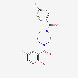 molecular formula C20H20ClFN2O3 B6636049 [4-(5-Chloro-2-methoxybenzoyl)-1,4-diazepan-1-yl]-(4-fluorophenyl)methanone 