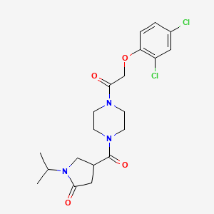 molecular formula C20H25Cl2N3O4 B6636060 4-[4-[2-(2,4-Dichlorophenoxy)acetyl]piperazine-1-carbonyl]-1-propan-2-ylpyrrolidin-2-one 