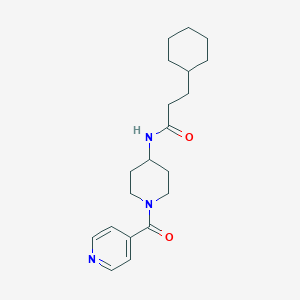 molecular formula C20H29N3O2 B6636093 3-cyclohexyl-N-[1-(pyridine-4-carbonyl)piperidin-4-yl]propanamide 