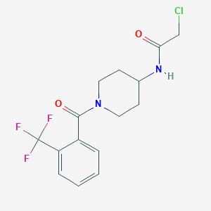 molecular formula C15H16ClF3N2O2 B6636109 2-chloro-N-[1-[2-(trifluoromethyl)benzoyl]piperidin-4-yl]acetamide 