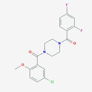 molecular formula C19H17ClF2N2O3 B6636125 [4-(5-Chloro-2-methoxybenzoyl)piperazin-1-yl]-(2,4-difluorophenyl)methanone 