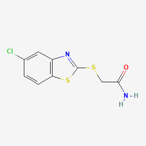molecular formula C9H7ClN2OS2 B6636165 2-[(5-Chloro-1,3-benzothiazol-2-yl)sulfanyl]acetamide 