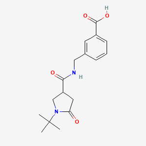 molecular formula C17H22N2O4 B6636223 3-[[(1-Tert-butyl-5-oxopyrrolidine-3-carbonyl)amino]methyl]benzoic acid 