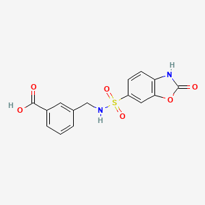 molecular formula C15H12N2O6S B6636249 3-[[(2-oxo-3H-1,3-benzoxazol-6-yl)sulfonylamino]methyl]benzoic acid 