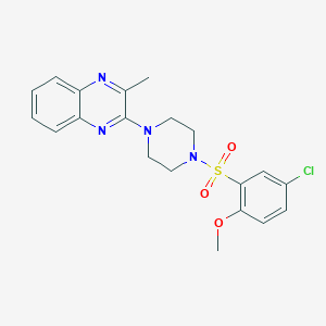 molecular formula C20H21ClN4O3S B6636256 2-[4-(5-Chloro-2-methoxyphenyl)sulfonylpiperazin-1-yl]-3-methylquinoxaline 