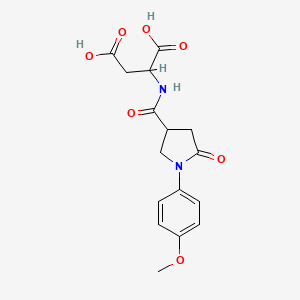 molecular formula C16H18N2O7 B6636259 2-[[1-(4-Methoxyphenyl)-5-oxopyrrolidine-3-carbonyl]amino]butanedioic acid 