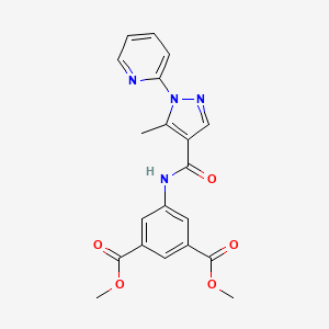 molecular formula C20H18N4O5 B6636280 Dimethyl 5-[(5-methyl-1-pyridin-2-ylpyrazole-4-carbonyl)amino]benzene-1,3-dicarboxylate 