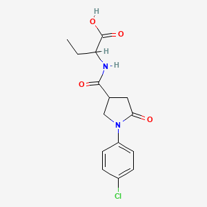molecular formula C15H17ClN2O4 B6636297 2-[[1-(4-Chlorophenyl)-5-oxopyrrolidine-3-carbonyl]amino]butanoic acid 
