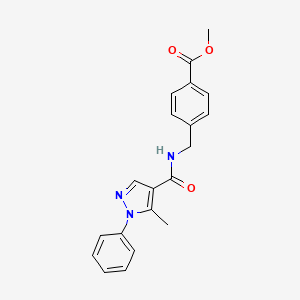 molecular formula C20H19N3O3 B6636311 Methyl 4-[[(5-methyl-1-phenylpyrazole-4-carbonyl)amino]methyl]benzoate 