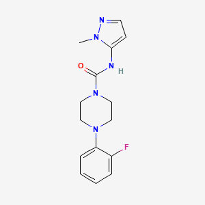 molecular formula C15H18FN5O B6636312 4-(2-fluorophenyl)-N-(2-methylpyrazol-3-yl)piperazine-1-carboxamide 