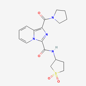 molecular formula C17H20N4O4S B6636579 N-(1,1-dioxothiolan-3-yl)-1-(pyrrolidine-1-carbonyl)imidazo[1,5-a]pyridine-3-carboxamide 