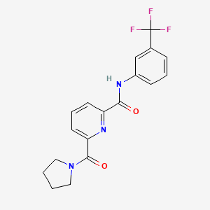 molecular formula C18H16F3N3O2 B6636580 6-(pyrrolidine-1-carbonyl)-N-[3-(trifluoromethyl)phenyl]pyridine-2-carboxamide 