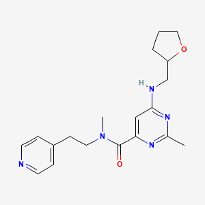 molecular formula C19H25N5O2 B6636733 N,2-dimethyl-6-(oxolan-2-ylmethylamino)-N-(2-pyridin-4-ylethyl)pyrimidine-4-carboxamide 
