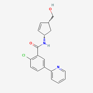 molecular formula C18H17ClN2O2 B6636784 2-chloro-N-[(1S,4R)-4-(hydroxymethyl)cyclopent-2-en-1-yl]-5-pyridin-2-ylbenzamide 