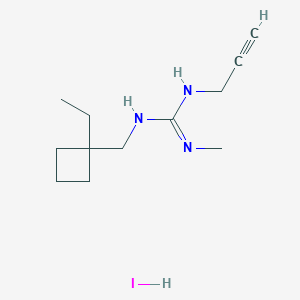 molecular formula C12H22IN3 B6636856 1-[(1-Ethylcyclobutyl)methyl]-2-methyl-3-prop-2-ynylguanidine;hydroiodide 