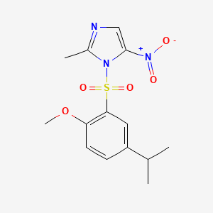molecular formula C14H17N3O5S B6636866 1-{[2-methoxy-5-(propan-2-yl)phenyl]sulfonyl}-2-methyl-5-nitro-1H-imidazole 