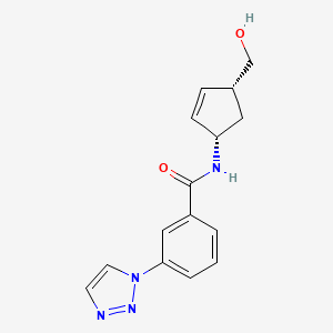 molecular formula C15H16N4O2 B6636872 N-[(1S,4R)-4-(hydroxymethyl)cyclopent-2-en-1-yl]-3-(triazol-1-yl)benzamide 