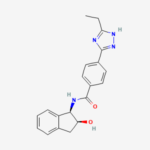 molecular formula C20H20N4O2 B6636966 4-(5-ethyl-1H-1,2,4-triazol-3-yl)-N-[(1R,2S)-2-hydroxy-2,3-dihydro-1H-inden-1-yl]benzamide 
