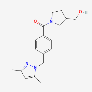 molecular formula C18H23N3O2 B6637021 [4-[(3,5-Dimethylpyrazol-1-yl)methyl]phenyl]-[3-(hydroxymethyl)pyrrolidin-1-yl]methanone 