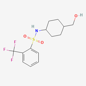 molecular formula C14H18F3NO3S B6637025 N-[4-(hydroxymethyl)cyclohexyl]-2-(trifluoromethyl)benzenesulfonamide 