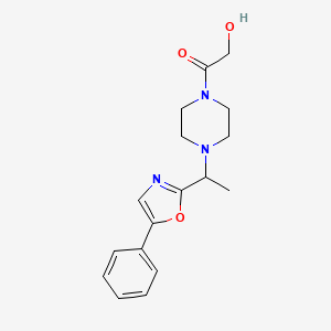 molecular formula C17H21N3O3 B6637036 2-Hydroxy-1-[4-[1-(5-phenyl-1,3-oxazol-2-yl)ethyl]piperazin-1-yl]ethanone 