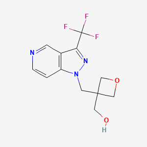 molecular formula C12H12F3N3O2 B6637049 [3-[[3-(Trifluoromethyl)pyrazolo[4,3-c]pyridin-1-yl]methyl]oxetan-3-yl]methanol 