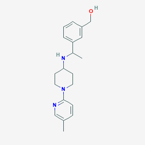 molecular formula C20H27N3O B6637064 [3-[1-[[1-(5-Methylpyridin-2-yl)piperidin-4-yl]amino]ethyl]phenyl]methanol 