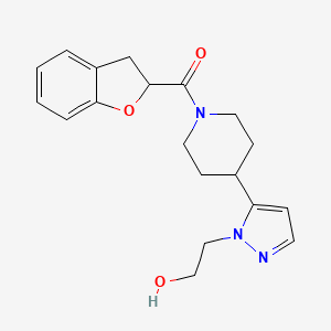 molecular formula C19H23N3O3 B6637076 2,3-Dihydro-1-benzofuran-2-yl-[4-[2-(2-hydroxyethyl)pyrazol-3-yl]piperidin-1-yl]methanone 