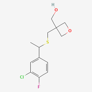 molecular formula C13H16ClFO2S B6637083 [3-[1-(3-Chloro-4-fluorophenyl)ethylsulfanylmethyl]oxetan-3-yl]methanol 