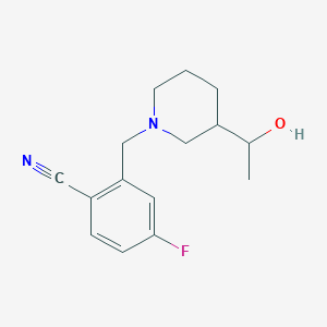 molecular formula C15H19FN2O B6637102 4-Fluoro-2-[[3-(1-hydroxyethyl)piperidin-1-yl]methyl]benzonitrile 