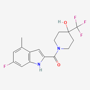 molecular formula C16H16F4N2O2 B6637109 (6-fluoro-4-methyl-1H-indol-2-yl)-[4-hydroxy-4-(trifluoromethyl)piperidin-1-yl]methanone 