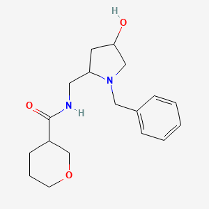 N-[(1-benzyl-4-hydroxypyrrolidin-2-yl)methyl]oxane-3-carboxamide