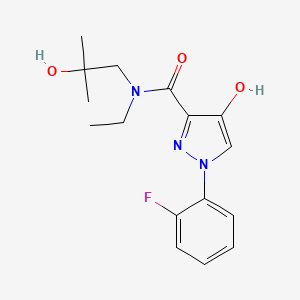 molecular formula C16H20FN3O3 B6637257 N-ethyl-1-(2-fluorophenyl)-4-hydroxy-N-(2-hydroxy-2-methylpropyl)pyrazole-3-carboxamide 