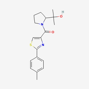 molecular formula C18H22N2O2S B6637284 [2-(2-Hydroxypropan-2-yl)pyrrolidin-1-yl]-[2-(4-methylphenyl)-1,3-thiazol-4-yl]methanone 
